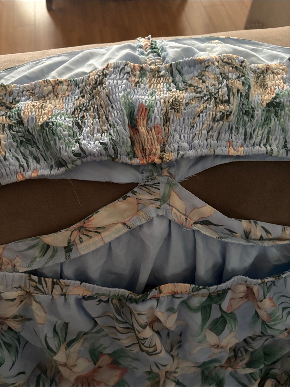 Windsor Pastel Blue Floral Two-Piece Set with Peach Accents - Picture 5 of 6